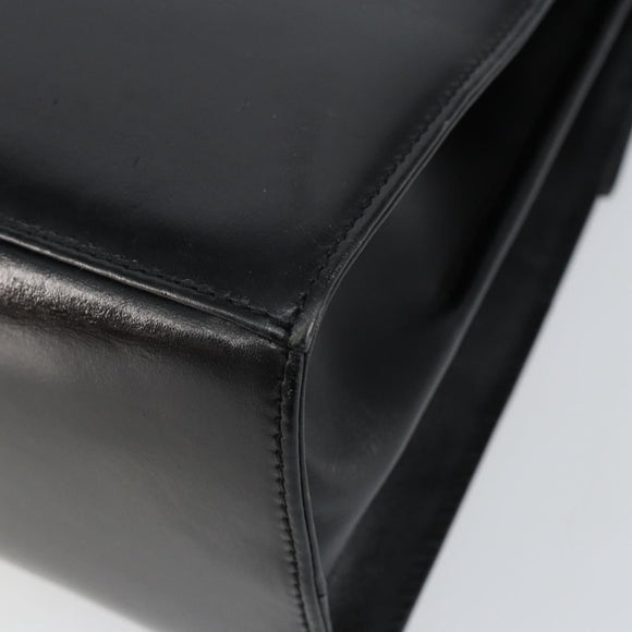 Salvatore Ferragamo Gancini Hand Bag Leather 2way Black Gold Auth 144914