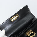 Salvatore Ferragamo Gancini Hand Bag Leather 2way Black Gold Auth 144914-17