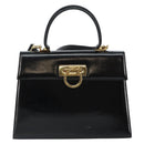 Salvatore Ferragamo Gancini Hand Bag Leather 2way Black Gold Auth 144914-2