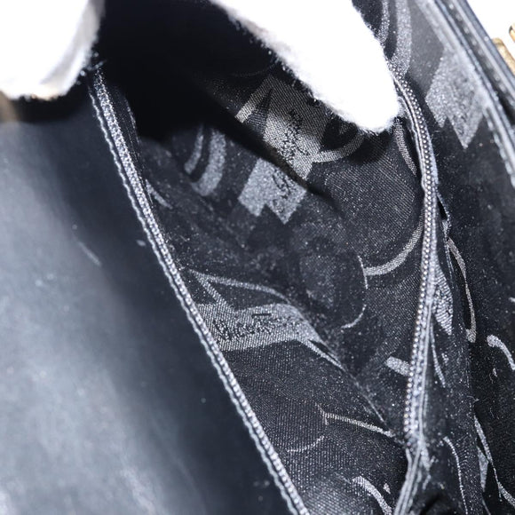 Salvatore Ferragamo Gancini Hand Bag Leather 2way Black Gold Auth 144914