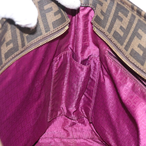 FENDI Zucca Canvas Tote Bag Black Brown Auth 144917