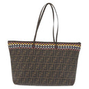 FENDI Zucca Canvas Tote Bag Black Brown Auth 144917-13