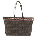 FENDI Zucca Canvas Tote Bag Black Brown Auth 144917-2