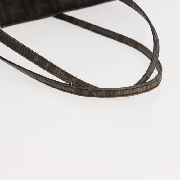 FENDI Zucca Canvas Tote Bag Black Brown Auth 144917