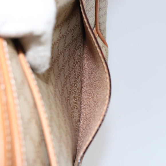 CELINE Macadam Canvas Shoulder Bag PVC Beige Gold Auth 144918