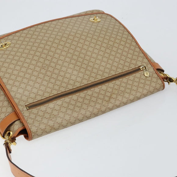 CELINE Macadam Canvas Shoulder Bag PVC Beige Gold Auth 144918