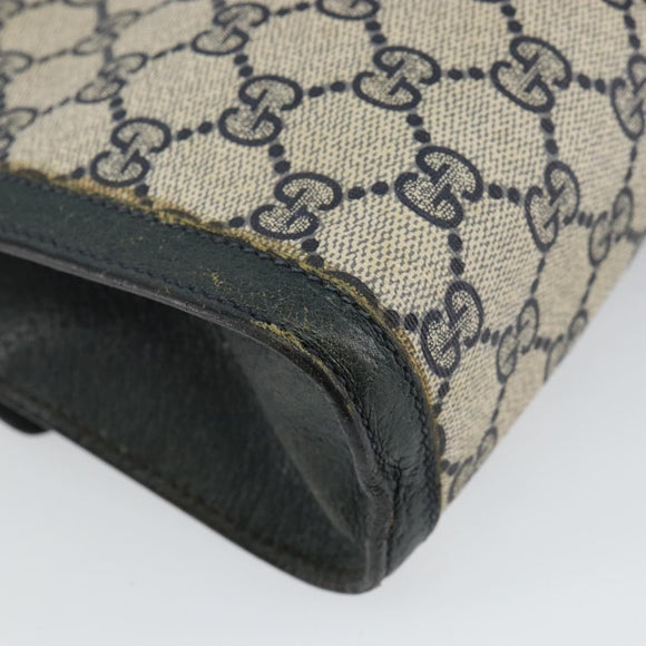 GUCCI GG Supreme Sherry Line Clutch Bag PVC Navy Red 89 01 006 Auth 144919