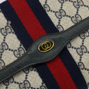 GUCCI GG Supreme Sherry Line Clutch Bag PVC Navy Red 89 01 006 Auth 144919-8