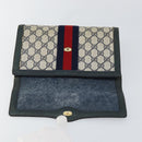 GUCCI GG Supreme Sherry Line Clutch Bag PVC Navy Red 89 01 006 Auth 144919-9