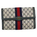 GUCCI GG Supreme Sherry Line Clutch Bag PVC Navy Red 89 01 006 Auth 144919-13