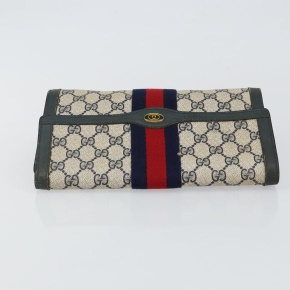 GUCCI GG Supreme Sherry Line Clutch Bag PVC Navy Red 89 01 006 Auth 144919