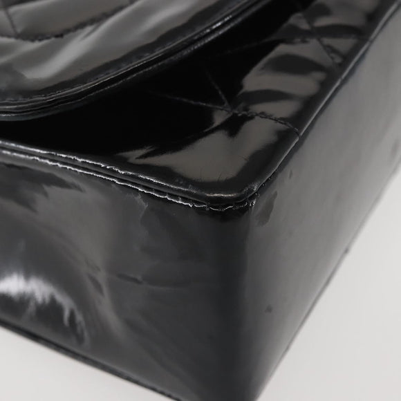 CHANEL Chain Diana Shoulder Bag Patent leather Black Gold CC Auth 144924