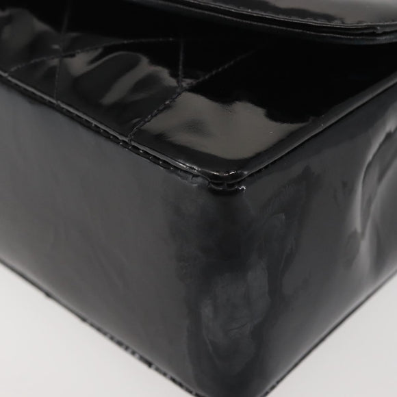 CHANEL Chain Diana Shoulder Bag Patent leather Black Gold CC Auth 144924