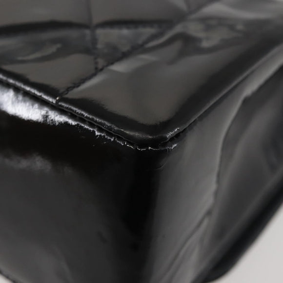 CHANEL Chain Diana Shoulder Bag Patent leather Black Gold CC Auth 144924