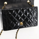 CHANEL Chain Diana Shoulder Bag Patent leather Black Gold CC Auth 144924-19