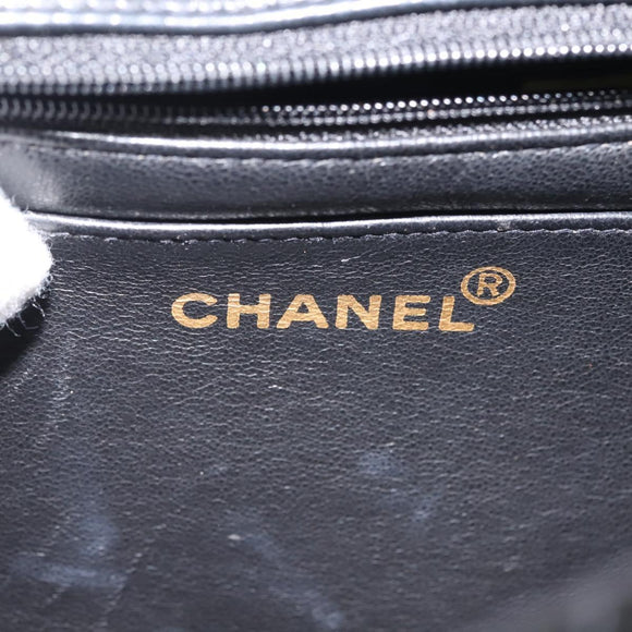 CHANEL Chain Diana Shoulder Bag Patent leather Black Gold CC Auth 144924