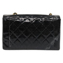 CHANEL Chain Diana Shoulder Bag Patent leather Black Gold CC Auth 144924-2