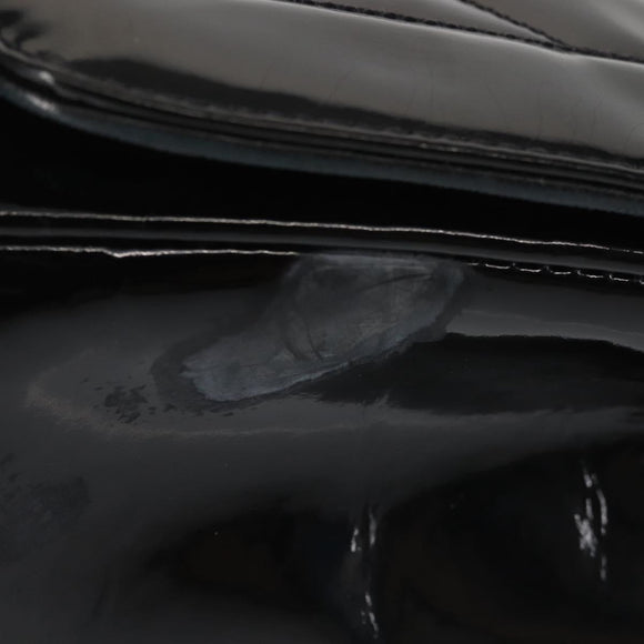 CHANEL Chain Diana Shoulder Bag Patent leather Black Gold CC Auth 144924