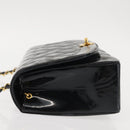 CHANEL Chain Diana Shoulder Bag Patent leather Black Gold CC Auth 144924-5