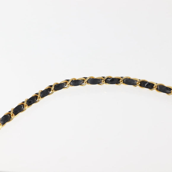 CHANEL Chain Diana Shoulder Bag Patent leather Black Gold CC Auth 144924