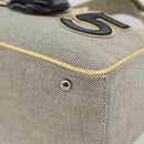 CHANEL Choco Bar Camelia Tote Bag Canvas Gray Silver CC Auth 144927-10