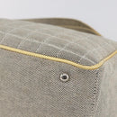 CHANEL Choco Bar Camelia Tote Bag Canvas Gray Silver CC Auth 144927-12