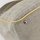 CHANEL Choco Bar Camelia Tote Bag Canvas Gray Silver CC Auth 144927-13