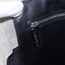 CHANEL Choco Bar Camelia Tote Bag Canvas Gray Silver CC Auth 144927-14