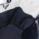 CHANEL Choco Bar Camelia Tote Bag Canvas Gray Silver CC Auth 144927-16