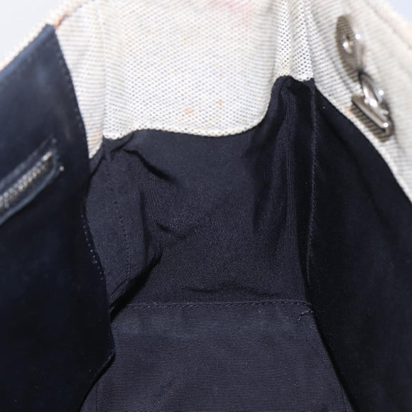 CHANEL Choco Bar Camelia Tote Bag Canvas Gray Silver CC Auth 144927