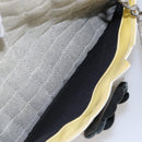 CHANEL Choco Bar Camelia Tote Bag Canvas Gray Silver CC Auth 144927-19