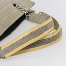 CHANEL Choco Bar Camelia Tote Bag Canvas Gray Silver CC Auth 144927-7