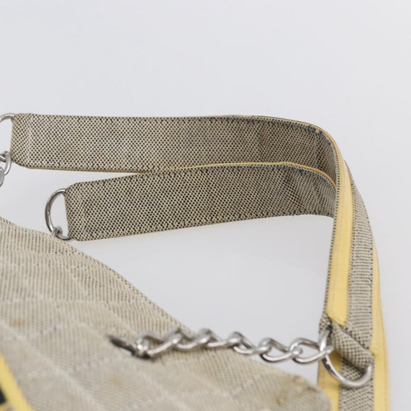 CHANEL Choco Bar Camelia Tote Bag Canvas Gray Silver CC Auth 144927