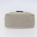 CHANEL Choco Bar Camelia Tote Bag Canvas Gray Silver CC Auth 144927-9