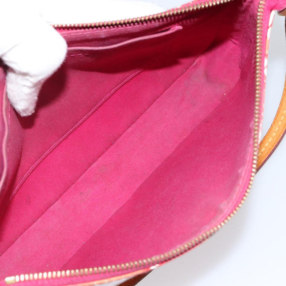 LOUIS VUITTON Vernis Ikat Pochette Accessoires Pouch Red Pink M90042 Auth 144929