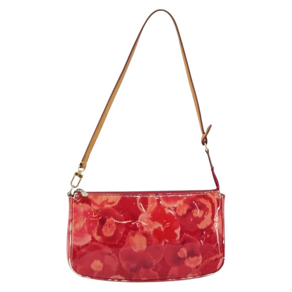 LOUIS VUITTON Vernis Ikat Pochette Accessoires Pouch Red Pink M90042 Auth 144929