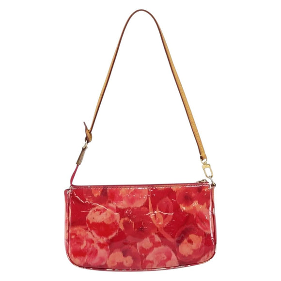 LOUIS VUITTON Vernis Ikat Pochette Accessoires Pouch Red Pink M90042 Auth 144929