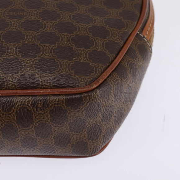 CELINE Macadam Canvas Shoulder Bag PVC Leather Brown Gold Auth 144936