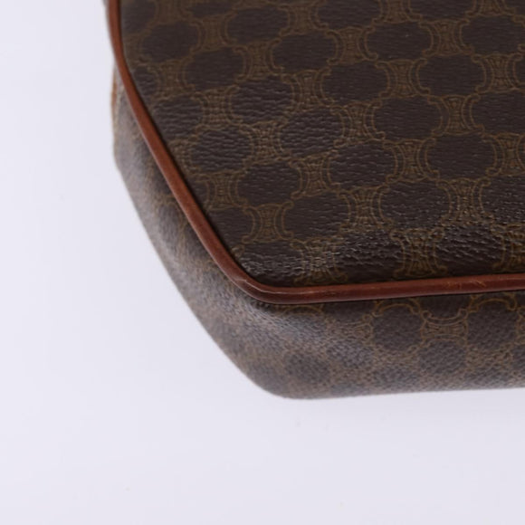 CELINE Macadam Canvas Shoulder Bag PVC Leather Brown Gold Auth 144936
