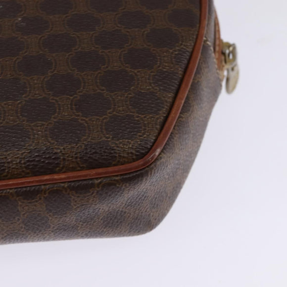 CELINE Macadam Canvas Shoulder Bag PVC Leather Brown Gold Auth 144936