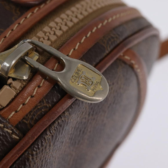 CELINE Macadam Canvas Shoulder Bag PVC Leather Brown Gold Auth 144936