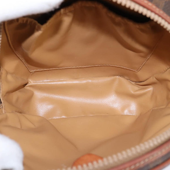 CELINE Macadam Canvas Shoulder Bag PVC Leather Brown Gold Auth 144936