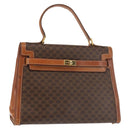 CELINE Macadam Canvas Hand Bag PVC Leather Brown Gold Auth 144937-1