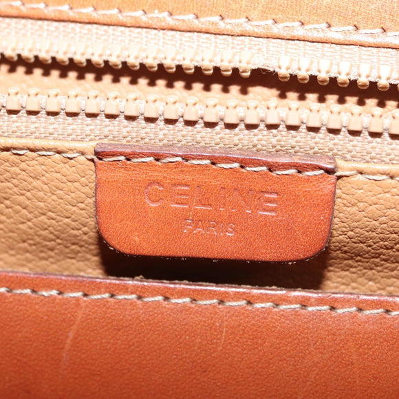 CELINE Macadam Canvas Hand Bag PVC Leather Brown Gold Auth 144937