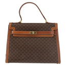 CELINE Macadam Canvas Hand Bag PVC Leather Brown Gold Auth 144937-13