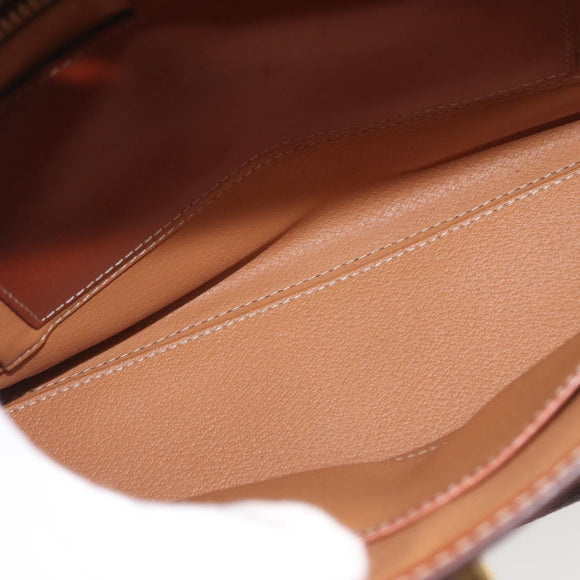 CELINE Macadam Canvas Hand Bag PVC Leather Brown Gold Auth 144937