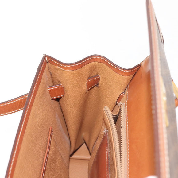 CELINE Macadam Canvas Hand Bag PVC Leather Brown Gold Auth 144937