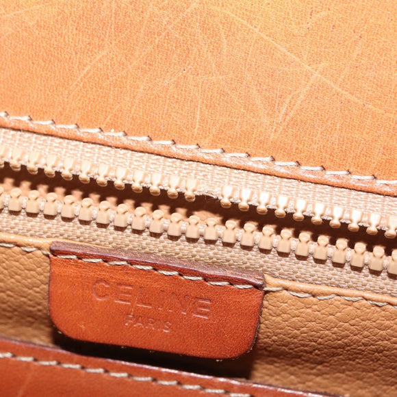 CELINE Macadam Canvas Hand Bag PVC Leather Brown Gold Auth 144937