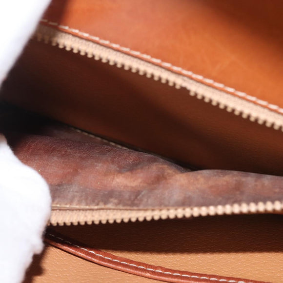 CELINE Macadam Canvas Hand Bag PVC Leather Brown Gold Auth 144937