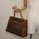 CELINE Macadam Canvas Hand Bag PVC Leather Brown Gold Auth 144937-27